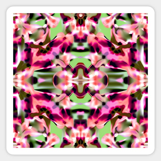 Pink and Green Trippy Kaleidoscope Design Sticker by TheJadeCat